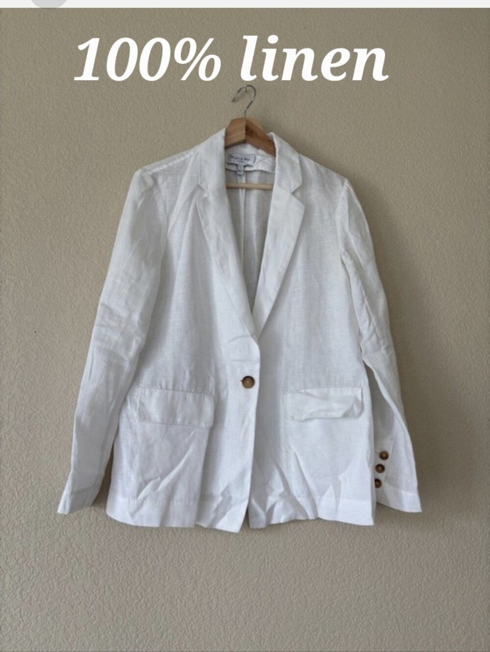 100% Linen White Blazer Size S
